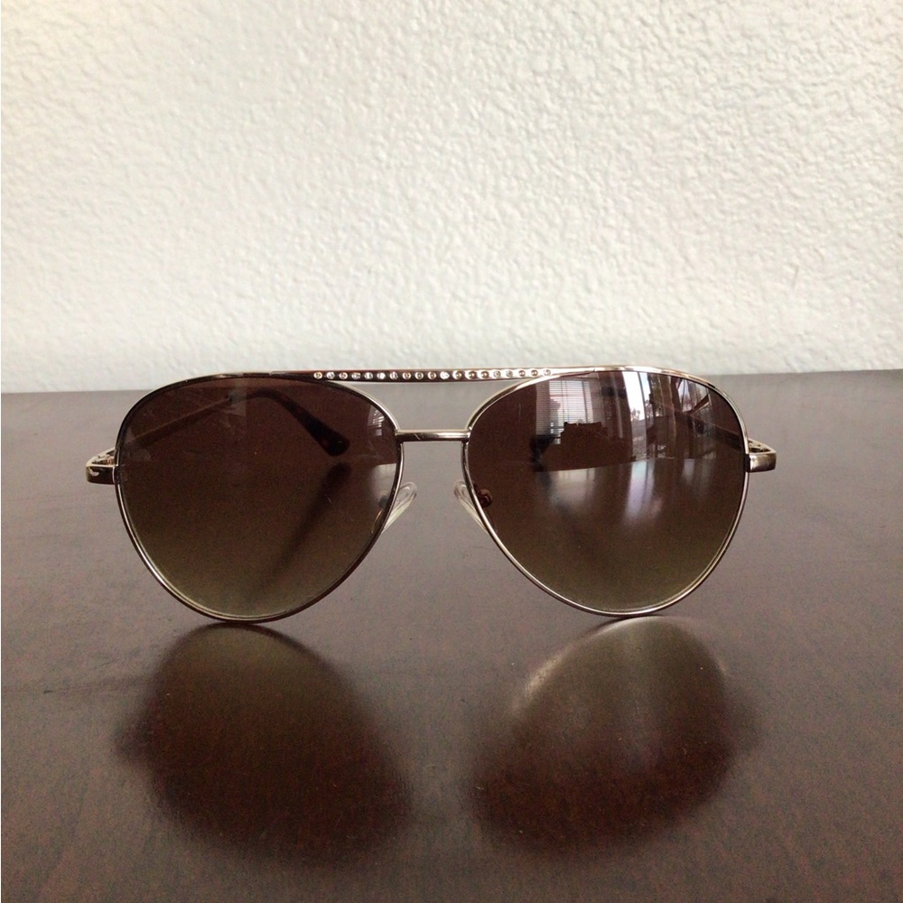 Guess GF0399 Silver/Brown Aviator Sunglasses